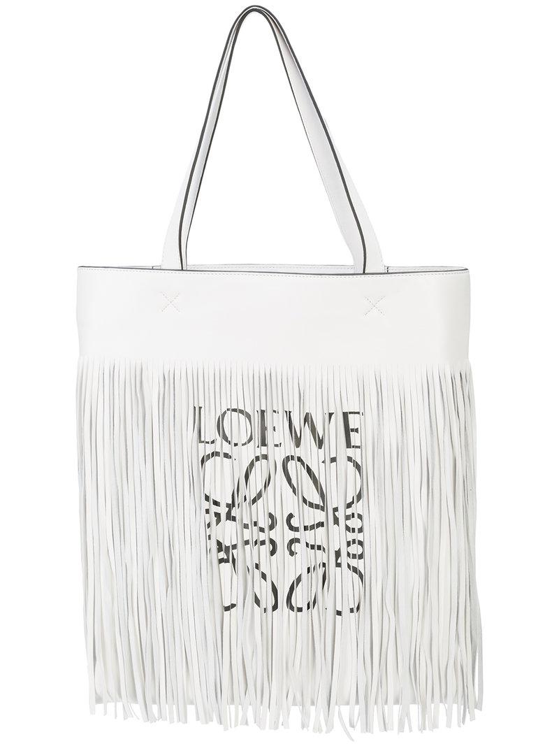 Bolso shopper Paula con flecos Loewe de color Blanco Lyst