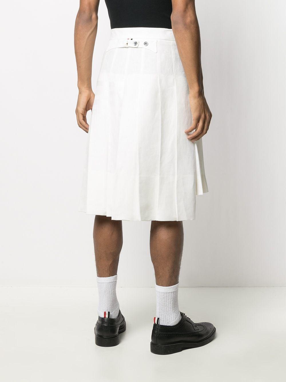 Thom Browne 4-bar Knee-length Pleated Skirt in White for Men | Lyst