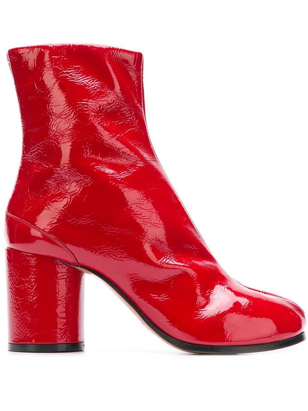 Maison Margiela Leather Tabi Boots in Red | Lyst