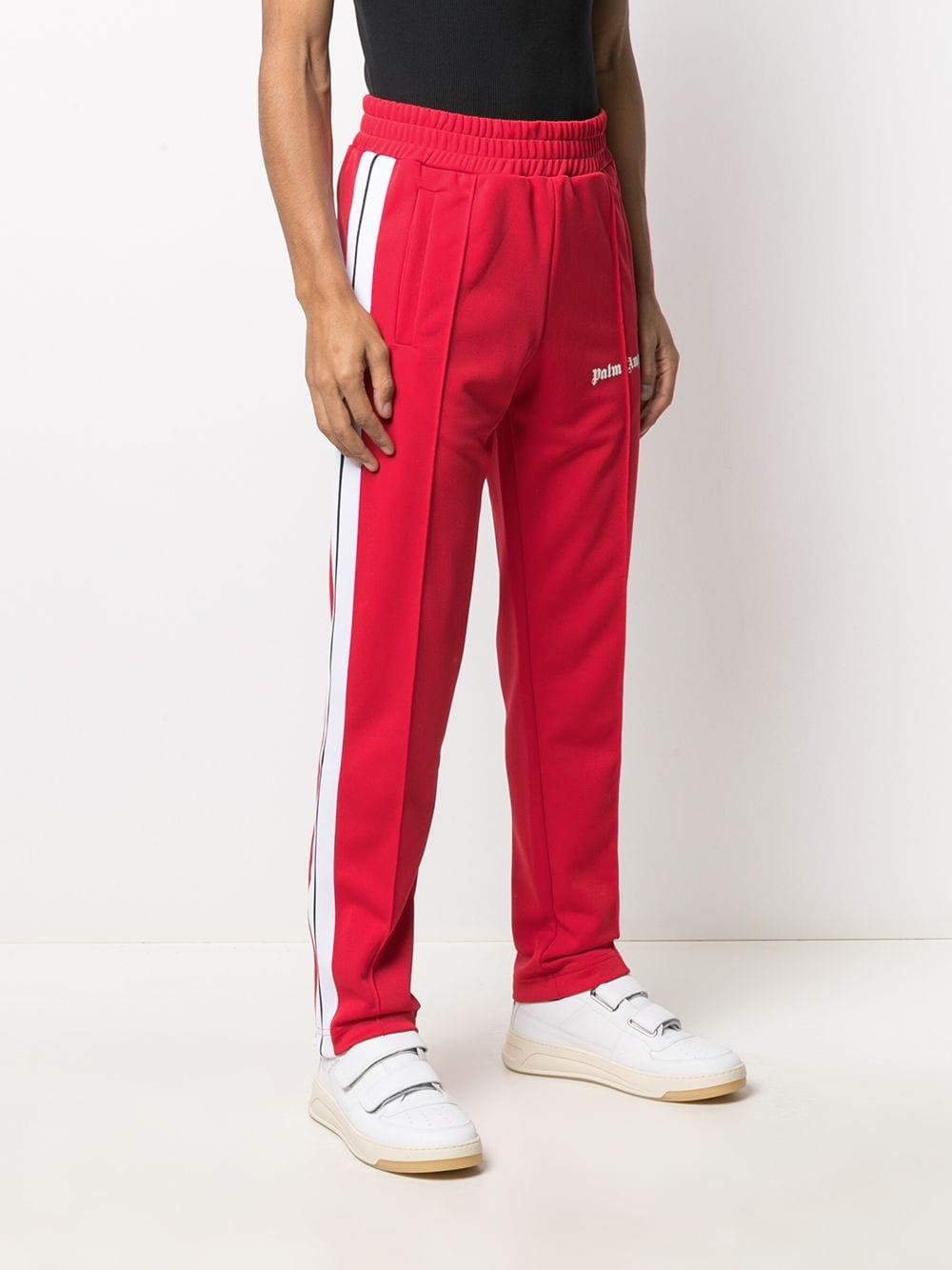 Palm Angels Logo-print Stripe-detail Track Pants in Red for Men - Lyst