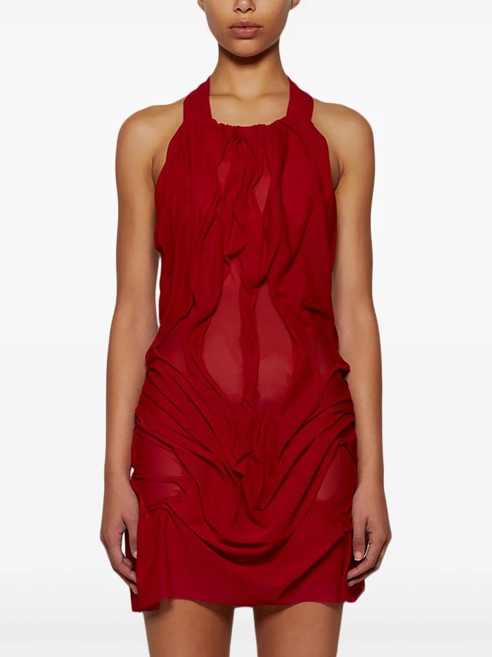 DI PETSA Draped Halterneck Mini Dress in Red | Lyst