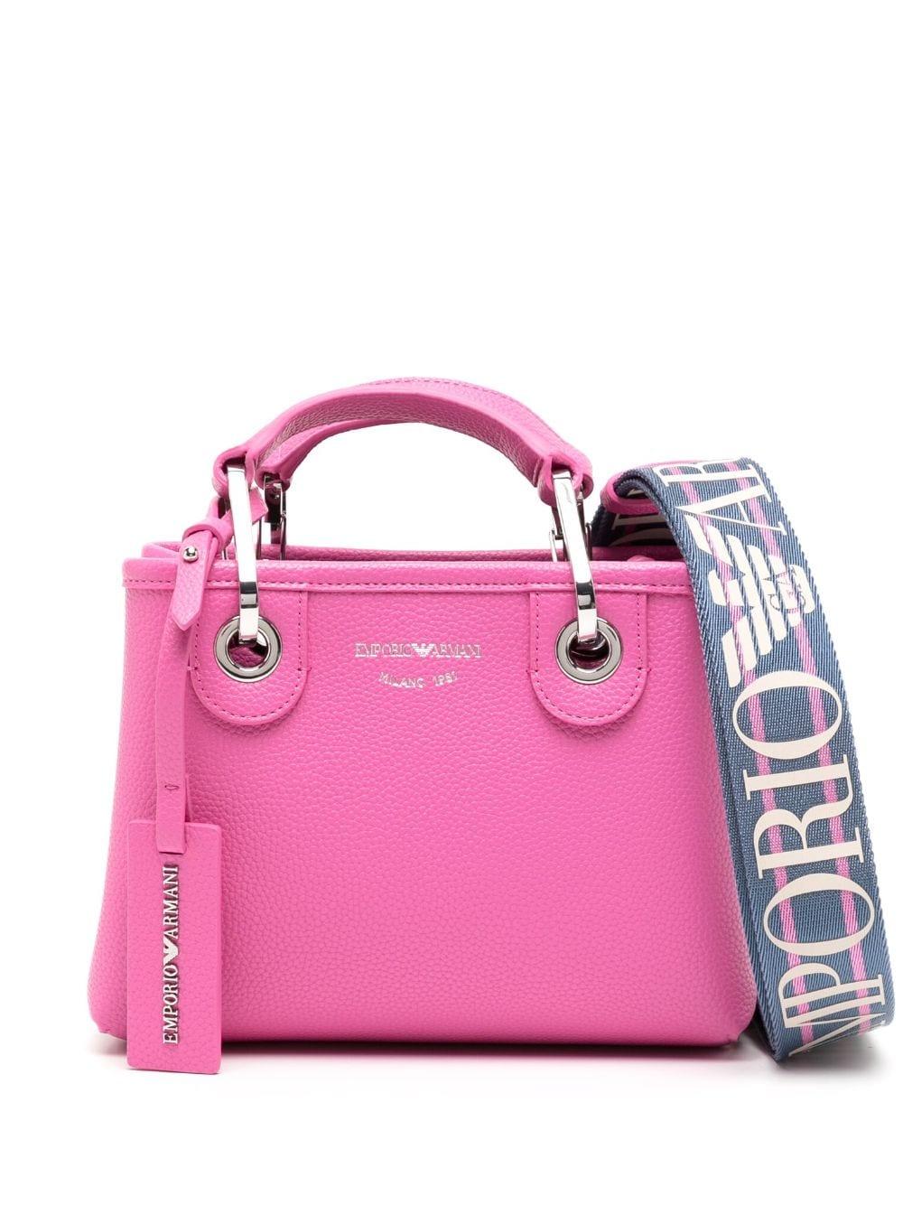 Emporio Armani Pebbledtexture Embossedlogo Shoulder Bag in Pink Lyst UK