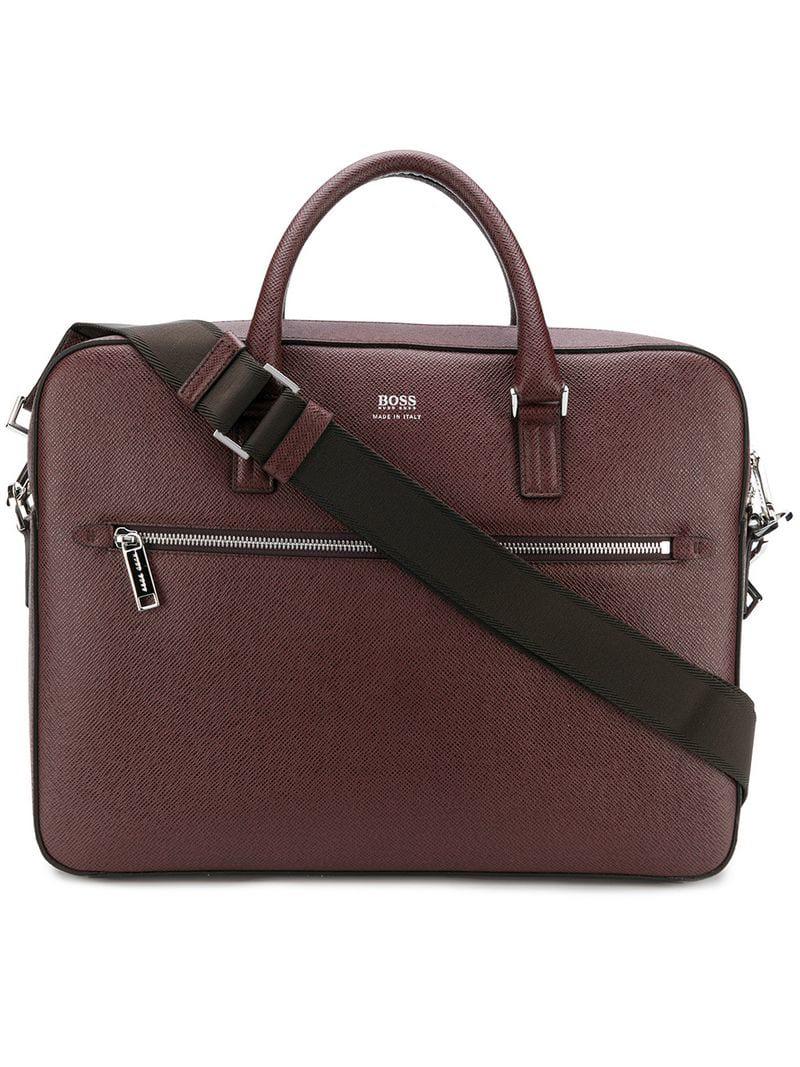 Lyst Boss Logo Zipped Laptop Bag in Red for Men