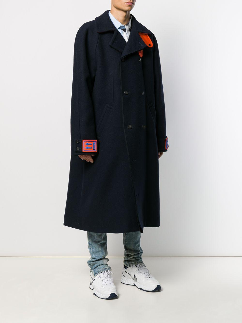 OffWhite c/o Virgil Abloh Wool Double Breasted Midi Coat in Blue for Men Lyst
