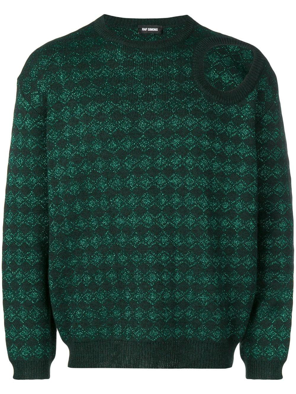 Raf Simons Synthetic Cut-out Detail Jumper in Green for Men - Lyst