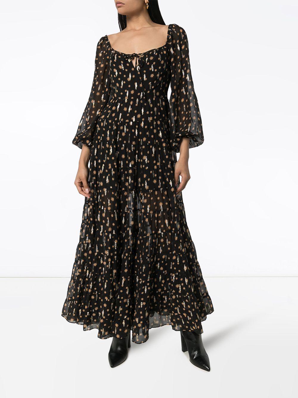 RIXO London Cameron Star Print Maxi Dress in Black | Lyst
