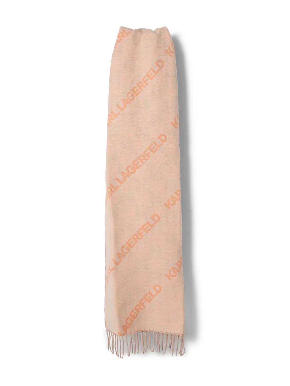 Karl Lagerfeld Logo-Print Fringed Scarf in White Lyst UK