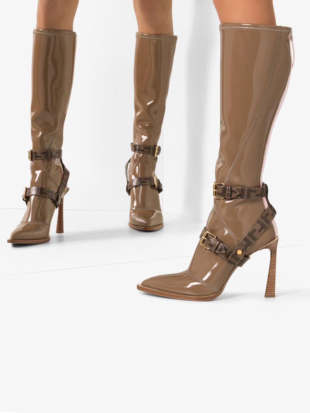 Fendi Rubber Patent 105mm Knee-high Boots in Brown | Lyst