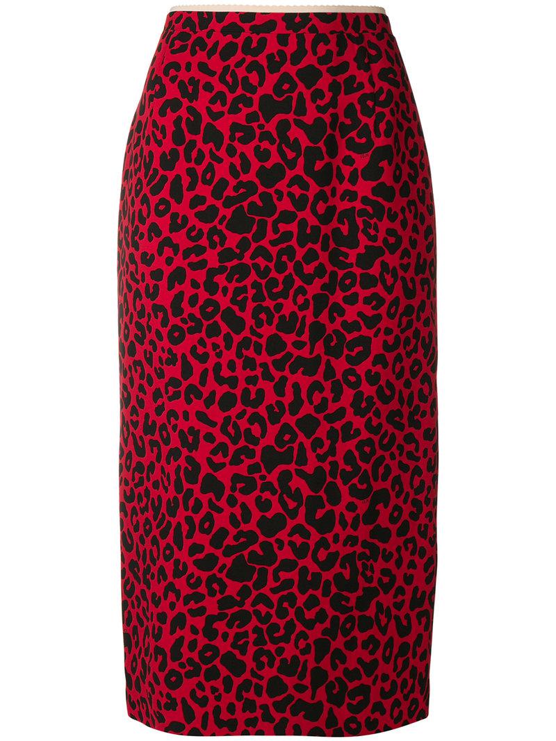 Falda de tubo con estampado de leopardo N°21 de color Rojo | Lyst
