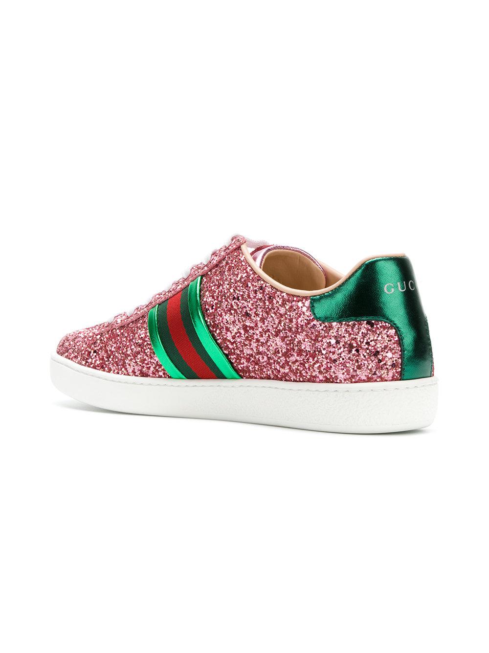 Gucci Ace Glitter Sneakers in Pink | Lyst
