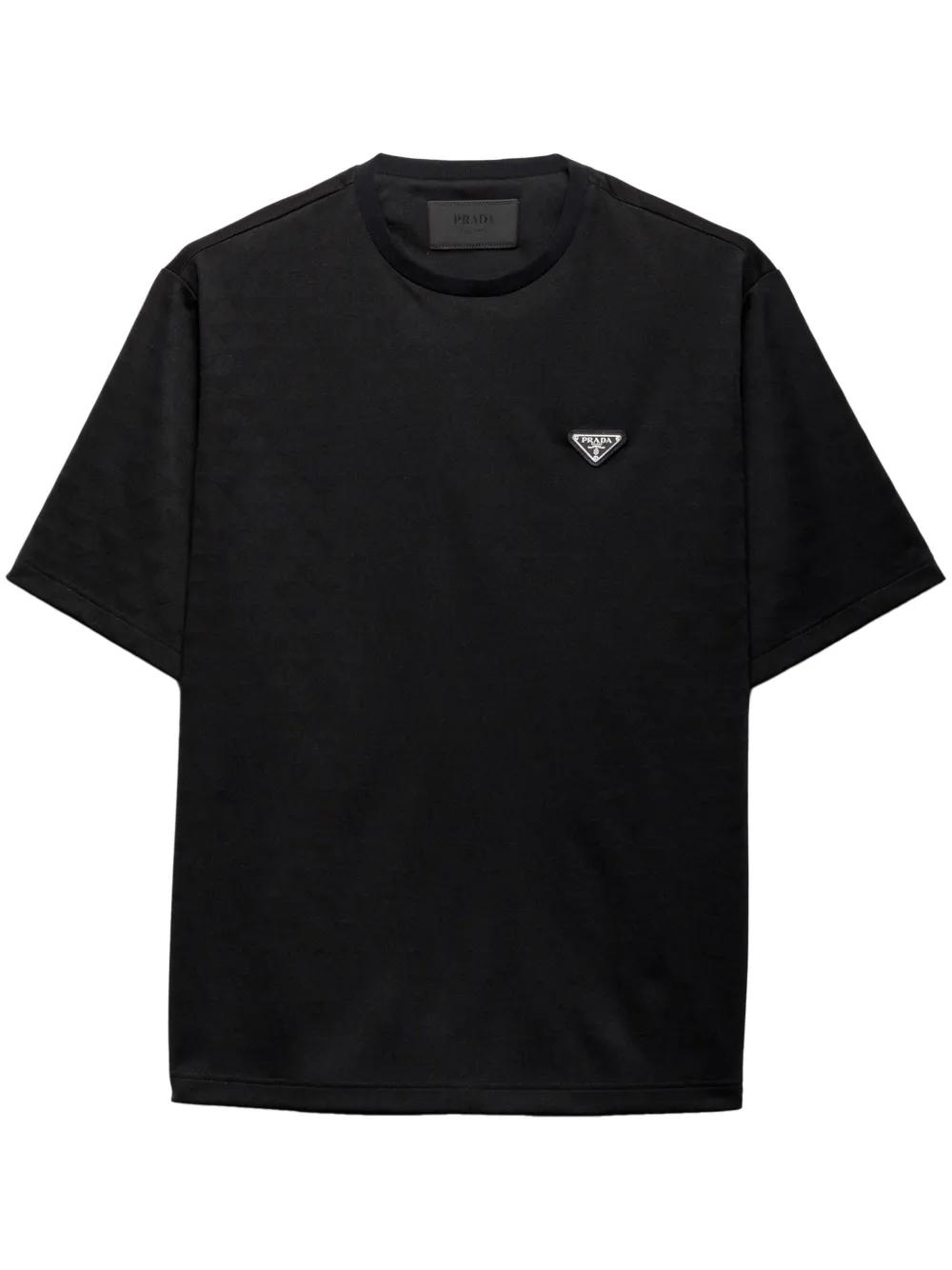Prada Logo-Patch Crewneck Cotton T-Shirt Xxxl in Black for Prada Logo-Patch Crewneck Cotton T-Shirt Xxxl in Black for