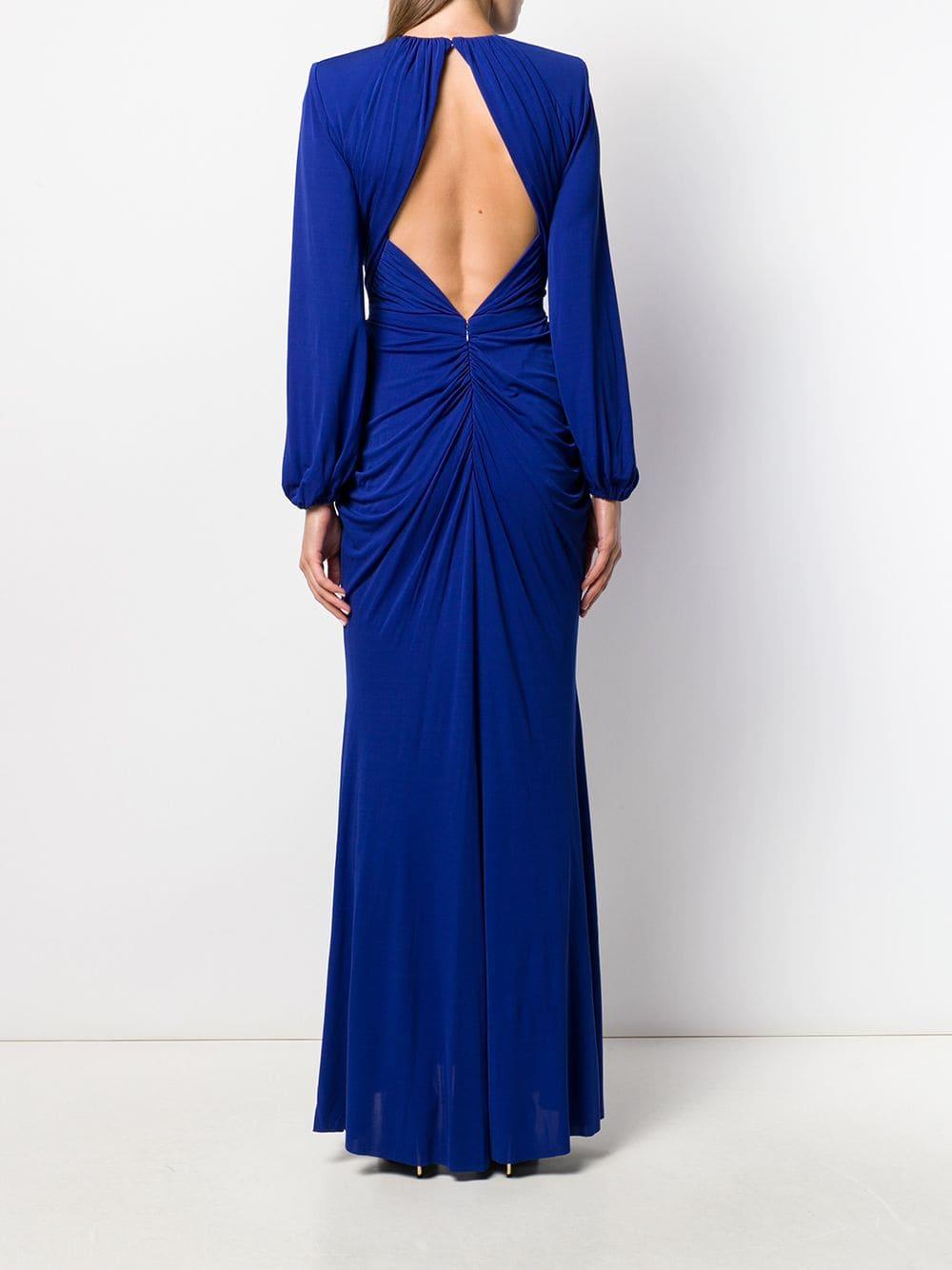 Alexander McQueen Gathered Front Evening Dress in Blue - Lyst