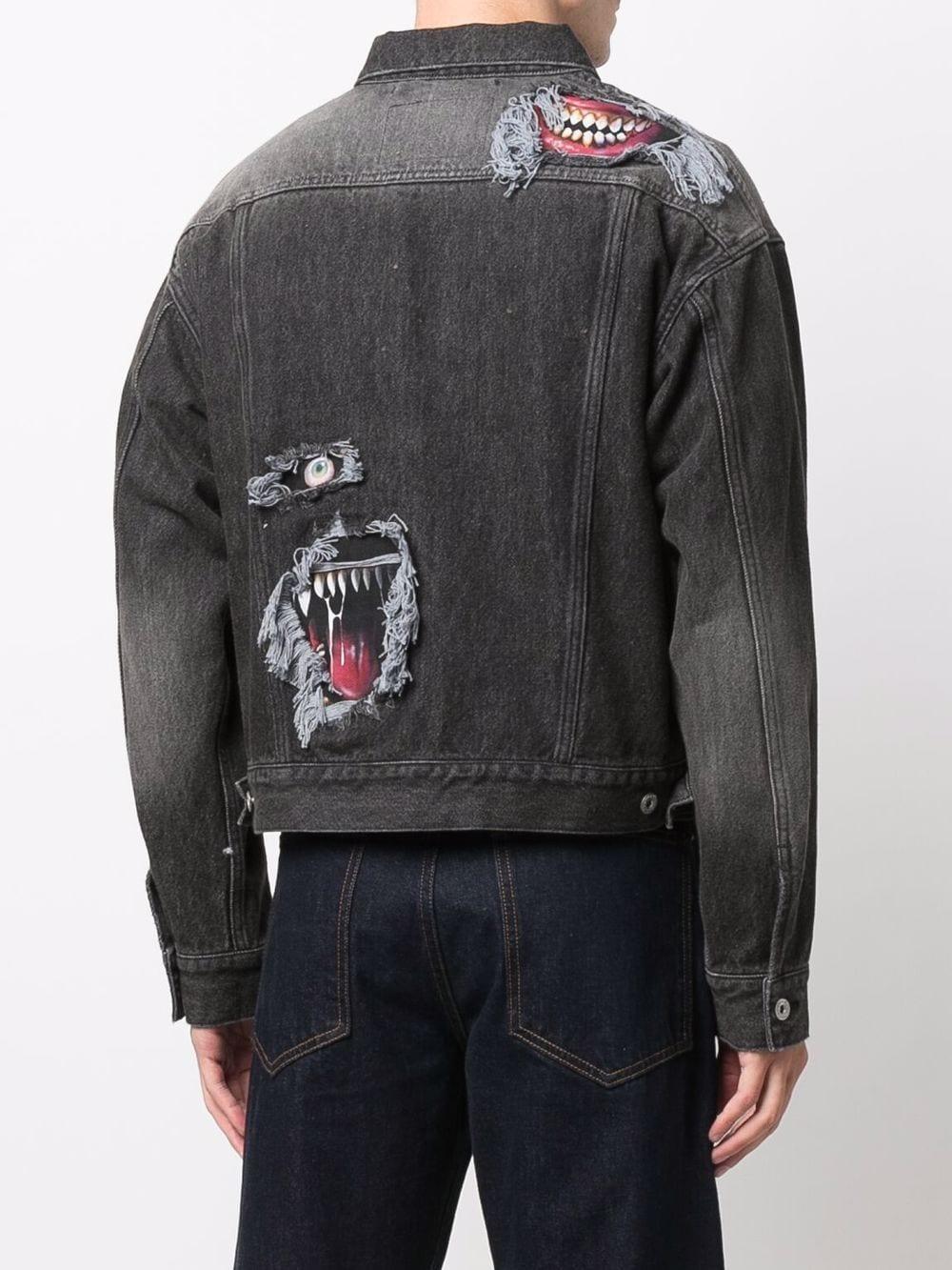 black graphic jean jacket