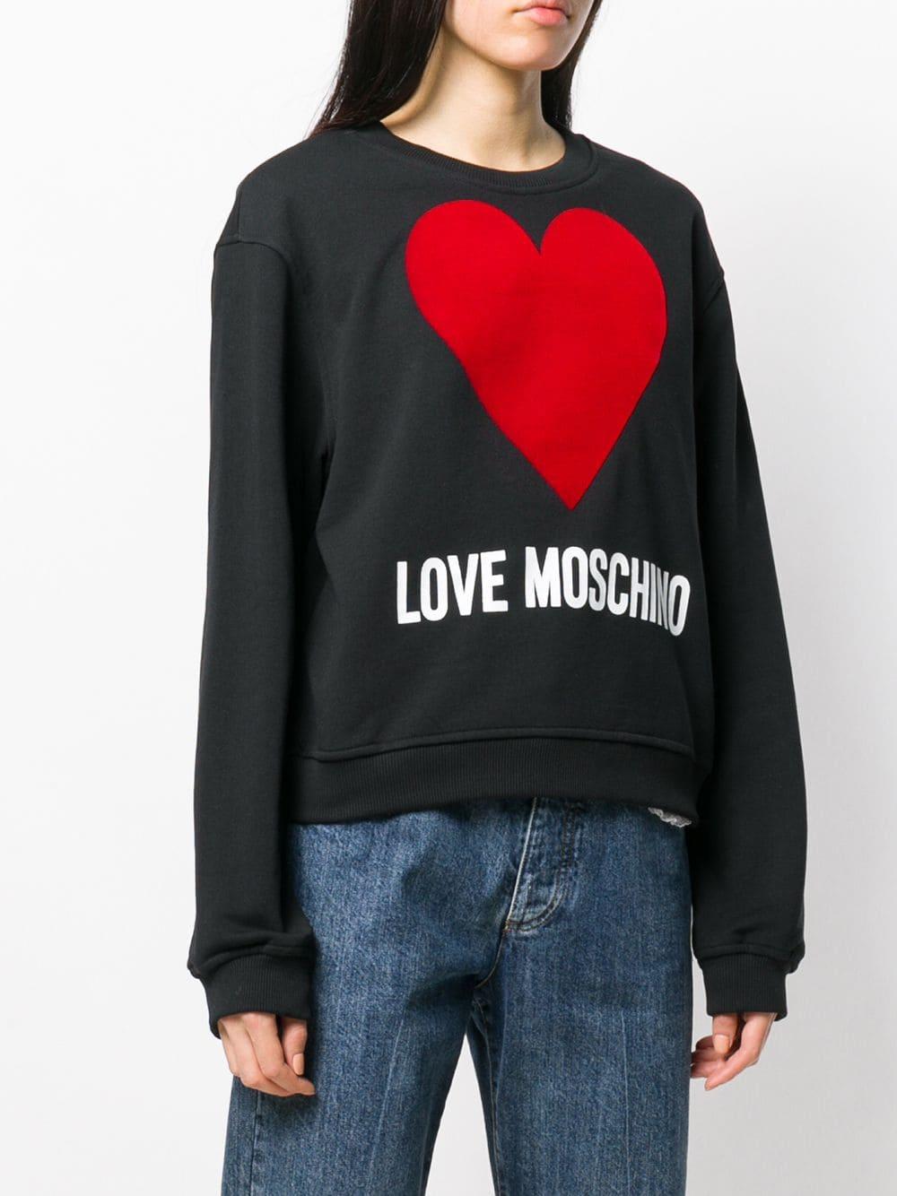 Love Moschino Cotton Heart Graphic Sweater in Black | Lyst