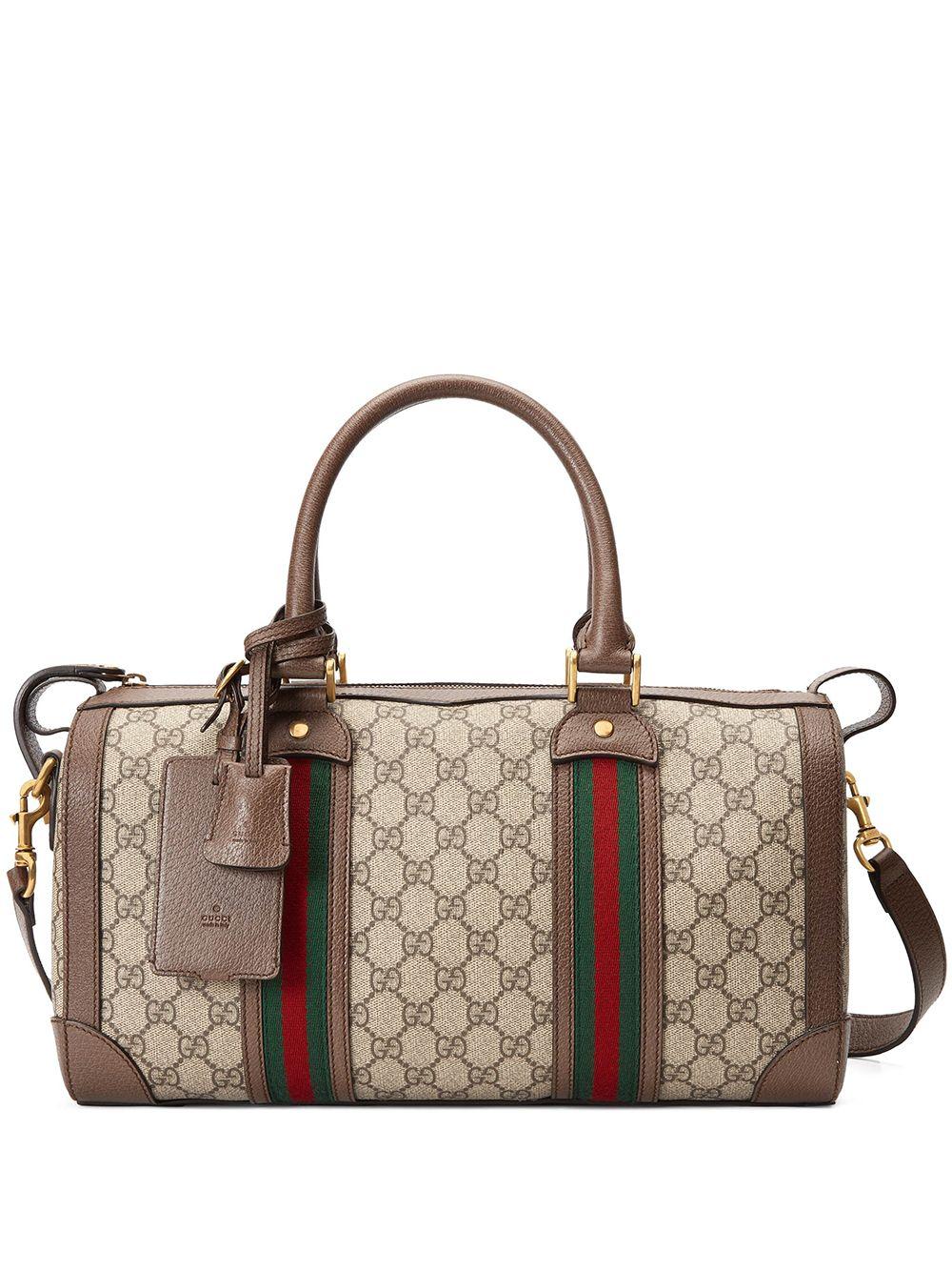 Gucci Small Ophidia GG Web Duffle Bag in Brown for Men