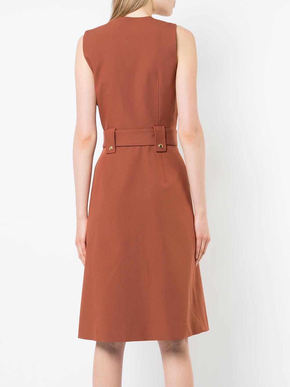 Diane von Furstenberg Cotton Zip Front Belted Dress in Brown - Lyst