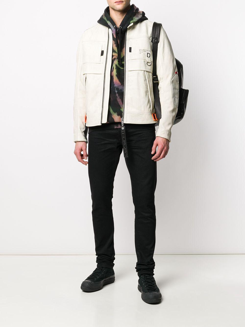 DIESEL Leather Neon Straps Jacket in White for Men - Lyst