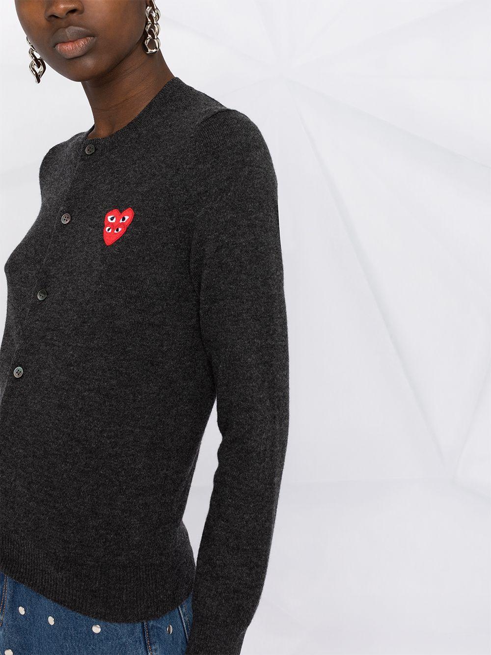 COMME DES GARÃONS PLAY Overlapping Heart Wool Cardigan in Grey (Gray) - Lyst