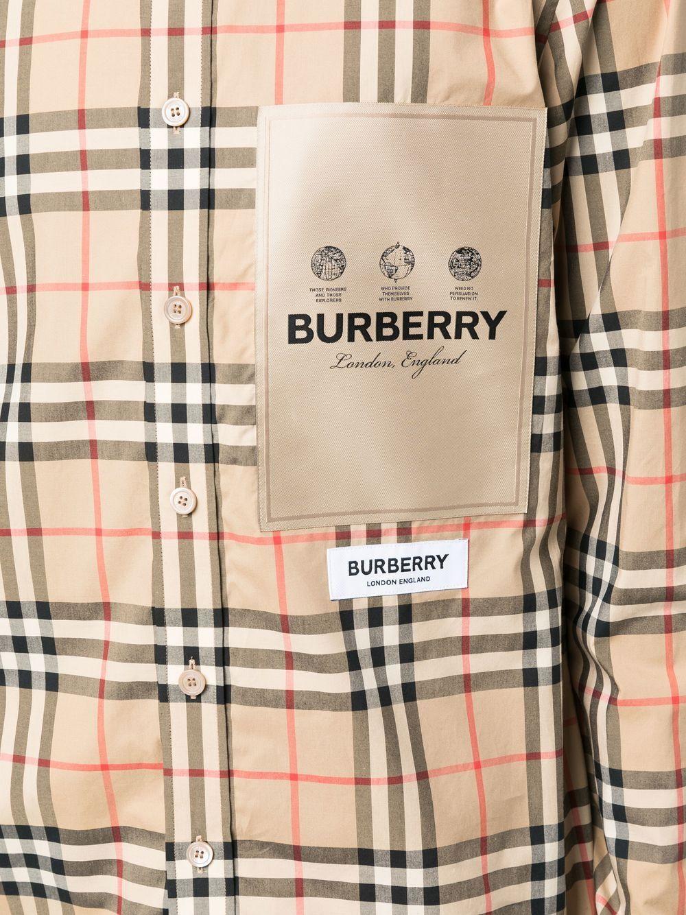 Burberry Logo-patch Check-print Shirt Cuthbert in Natural for Men | Lyst