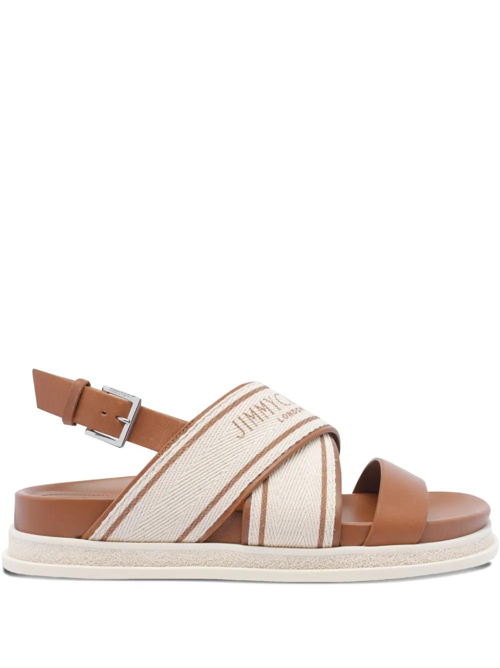 JOAフラットサンダル 【Jimmy Choo】 ジャディ フラット |クリスタル付き ブラック バケッタ レザー