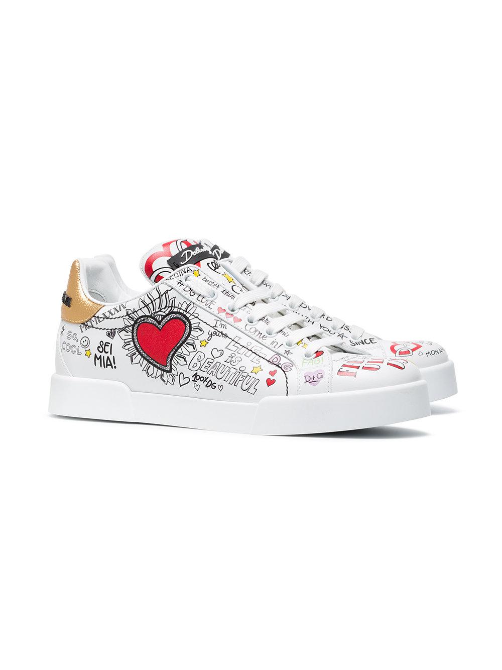 Dolce \u0026 Gabbana White Graffiti Heart 