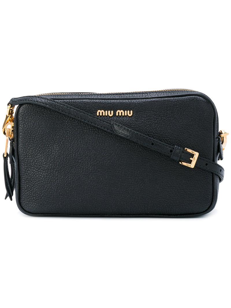 Miu Miu Double Zip Camera Bag in Black | Lyst