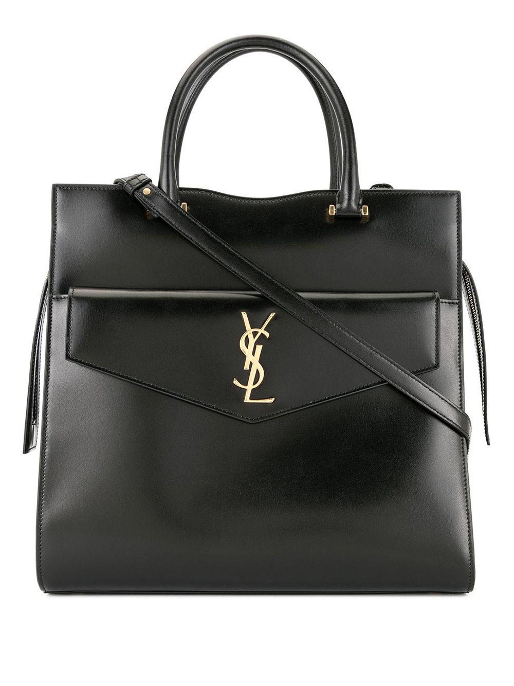 Yves Saint Laurent Grey Leather Large Uptown Satchel Shoulder Bag