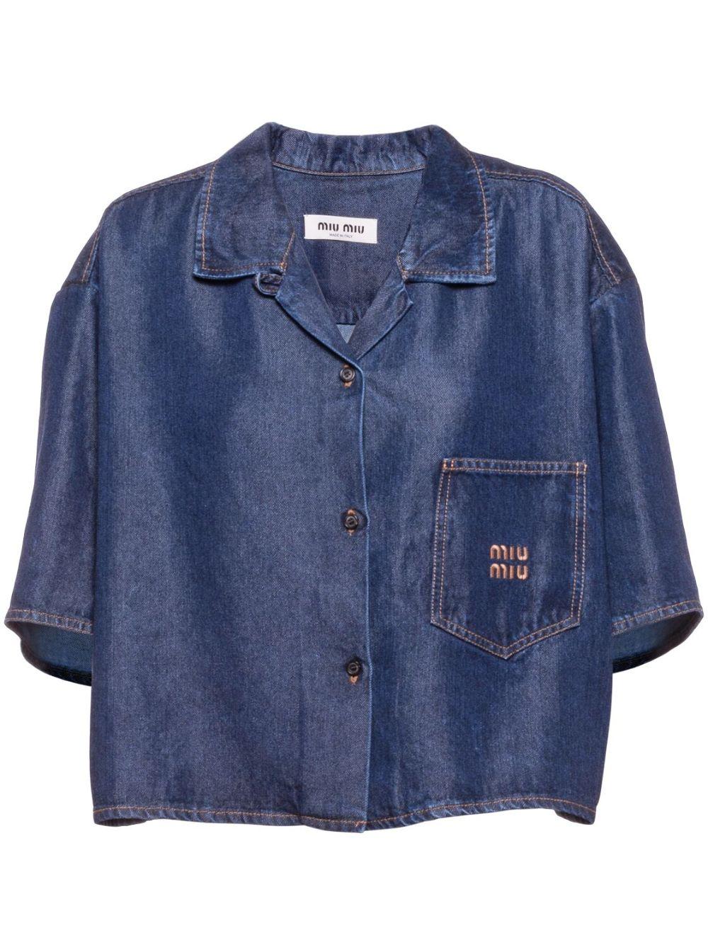 Miu Miu レディース ブルー デニムシャツ トップス
