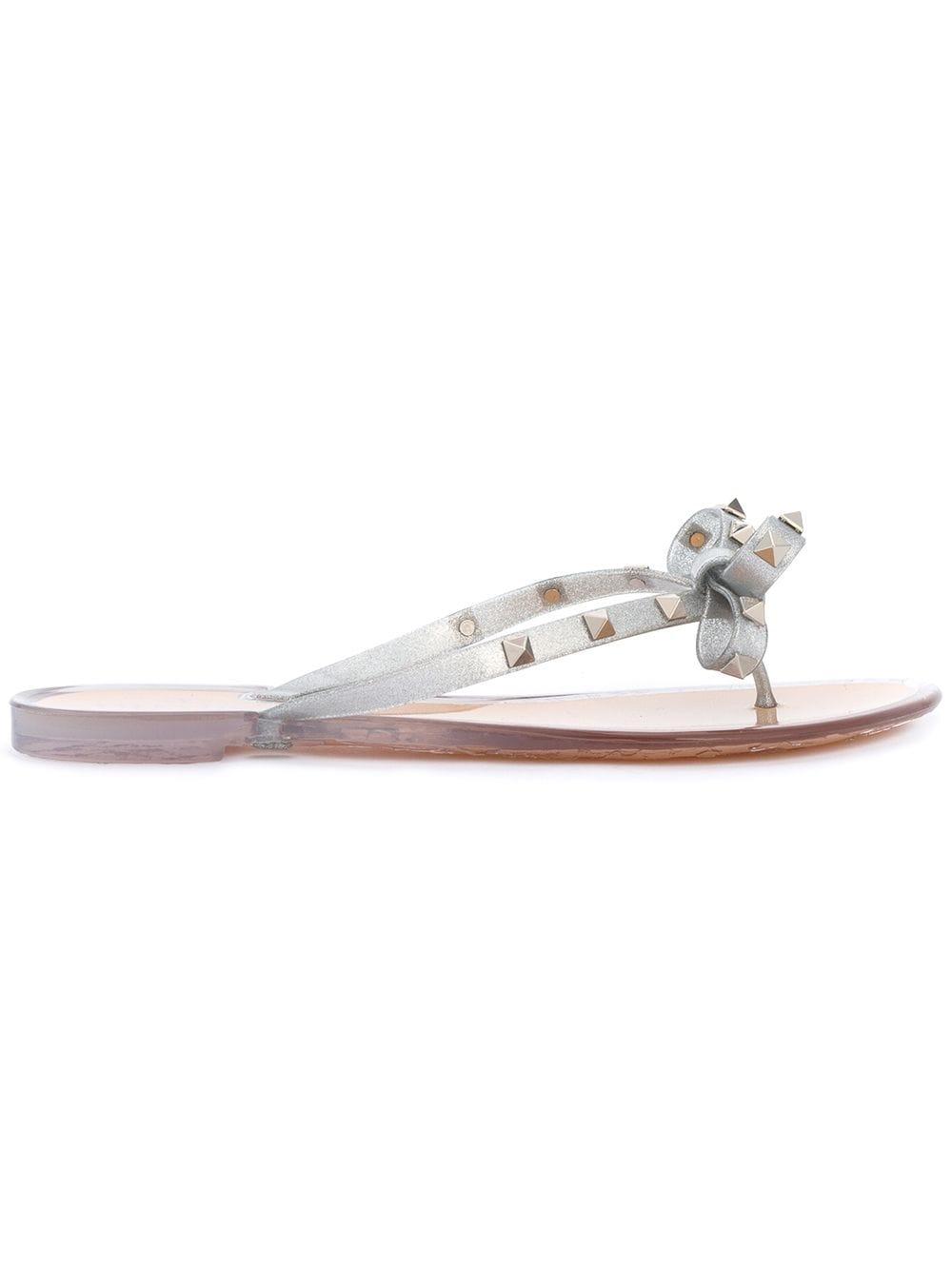 silver valentino flip flops