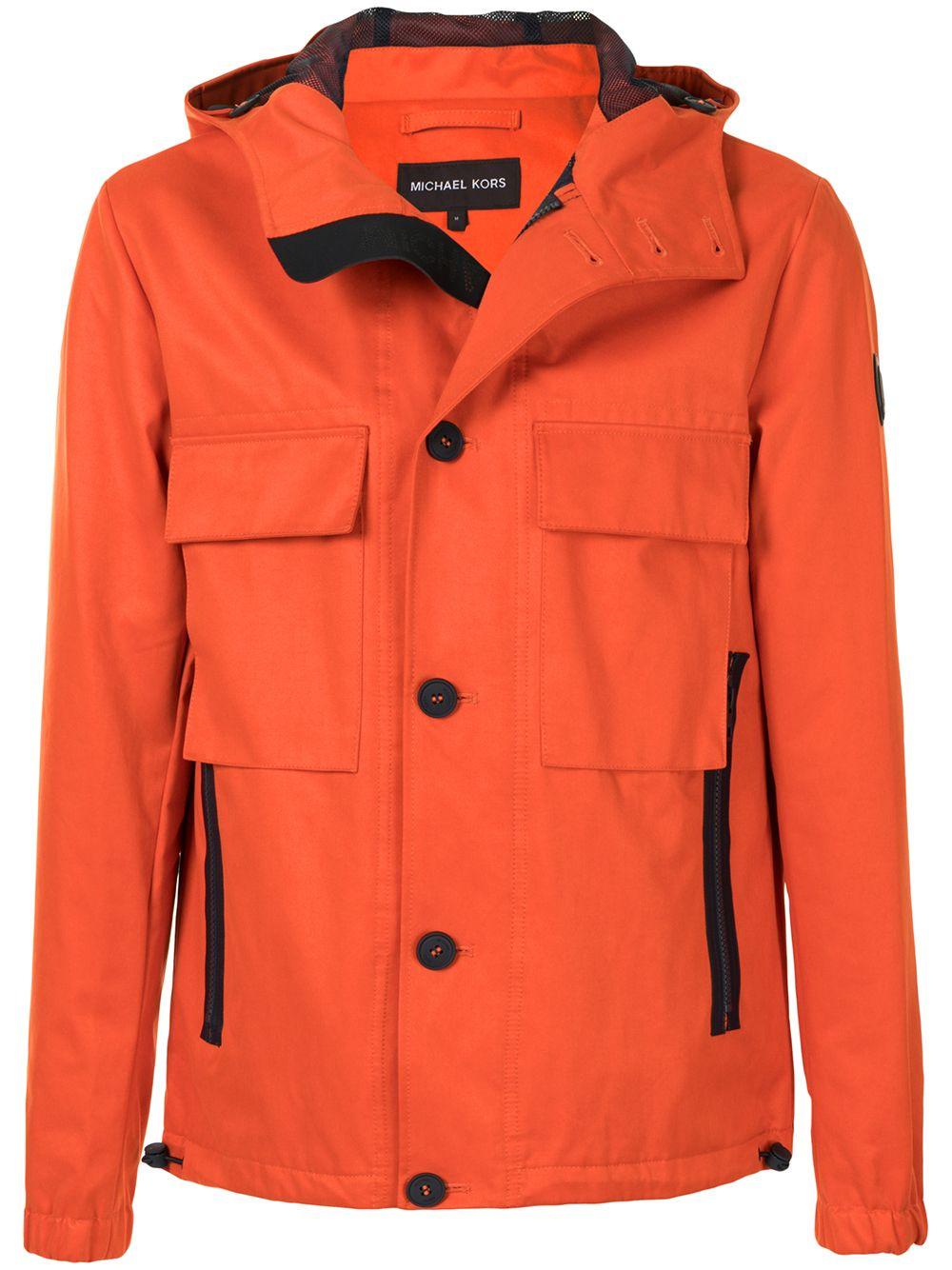 Michael Kors Woven Hooded Jacket in Orange for Men - Lyst