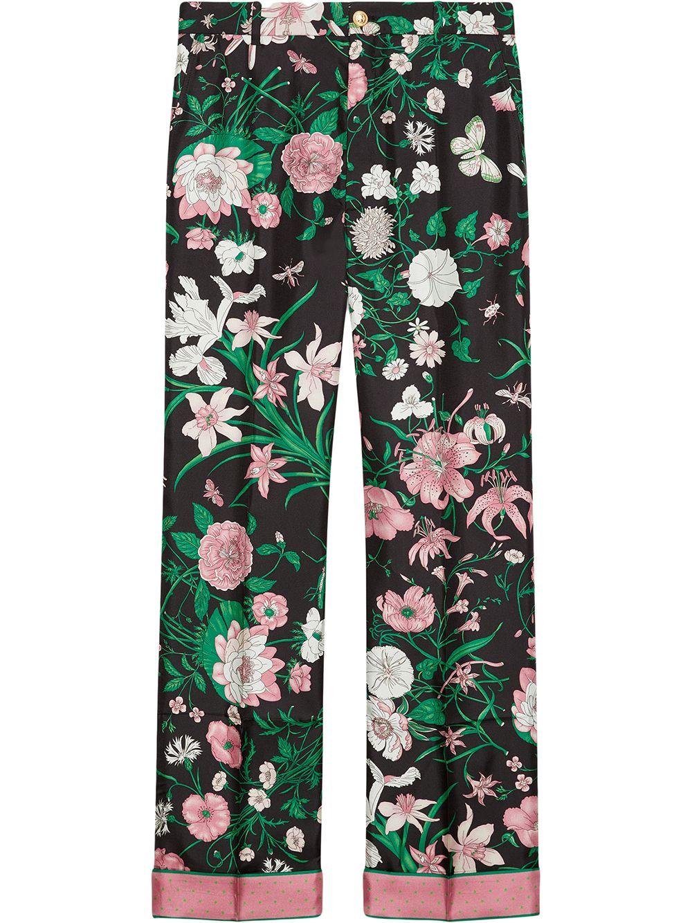 Gucci Floral Trousers in Black | Lyst