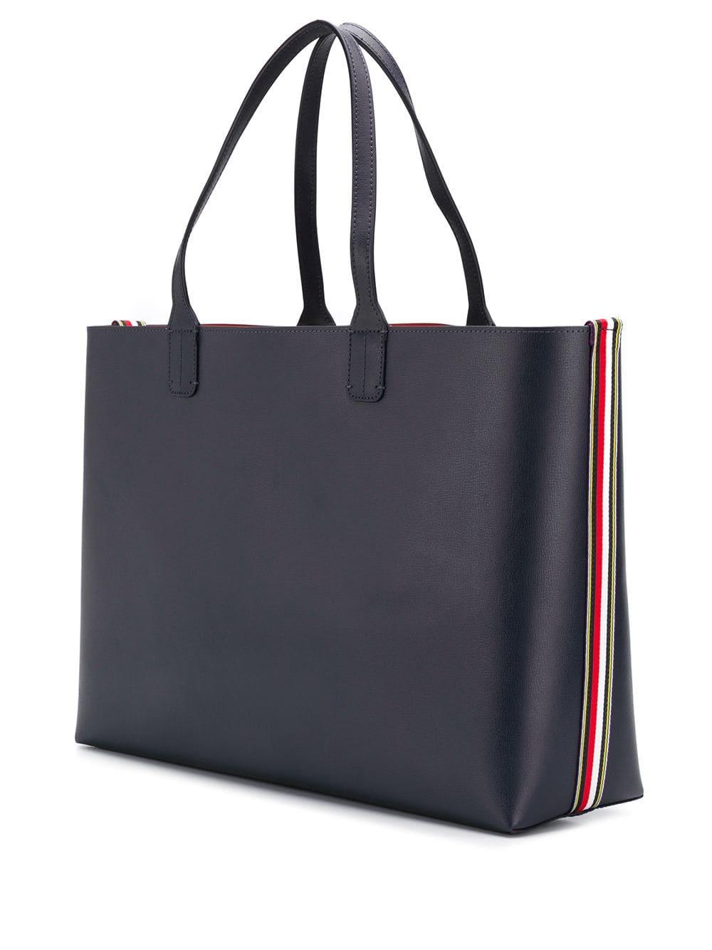Tommy Hilfiger Leather Striped Tote Bag in Blue - Lyst