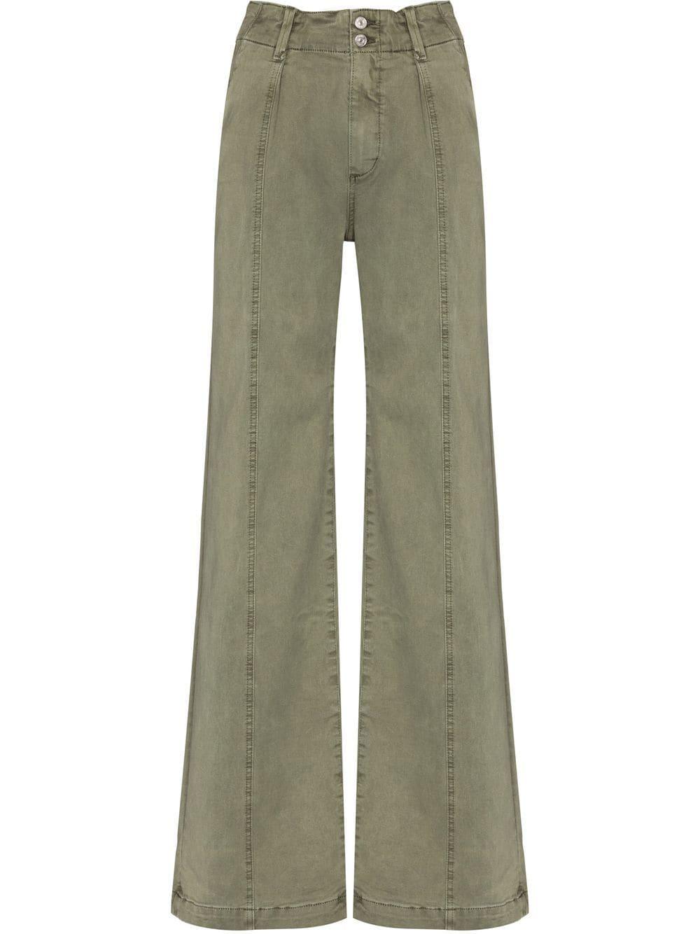 PAIGE Brooklyn Wide-leg Trousers in Green | Lyst