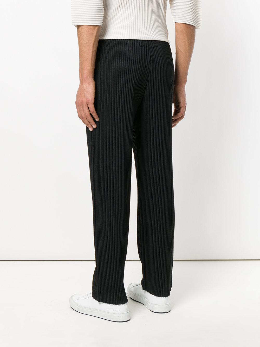 Homme Plissé Issey Miyake Ribbed Trousers in Black for Men