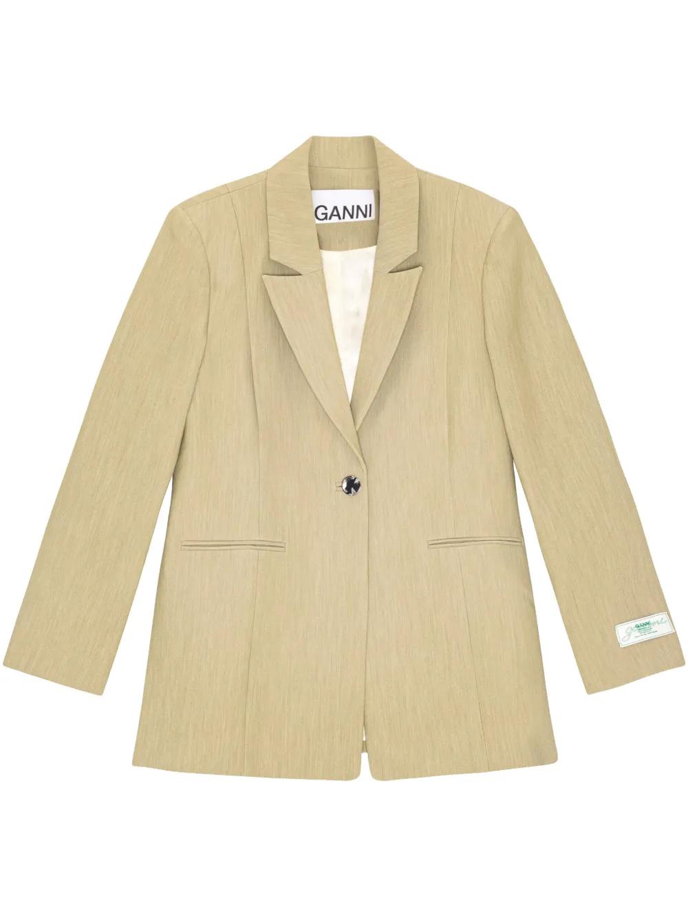 【Ganni】ジャカードブレザー GANNI ジャカード ブレザー ベルト付き ストライプ | THE OUTNET