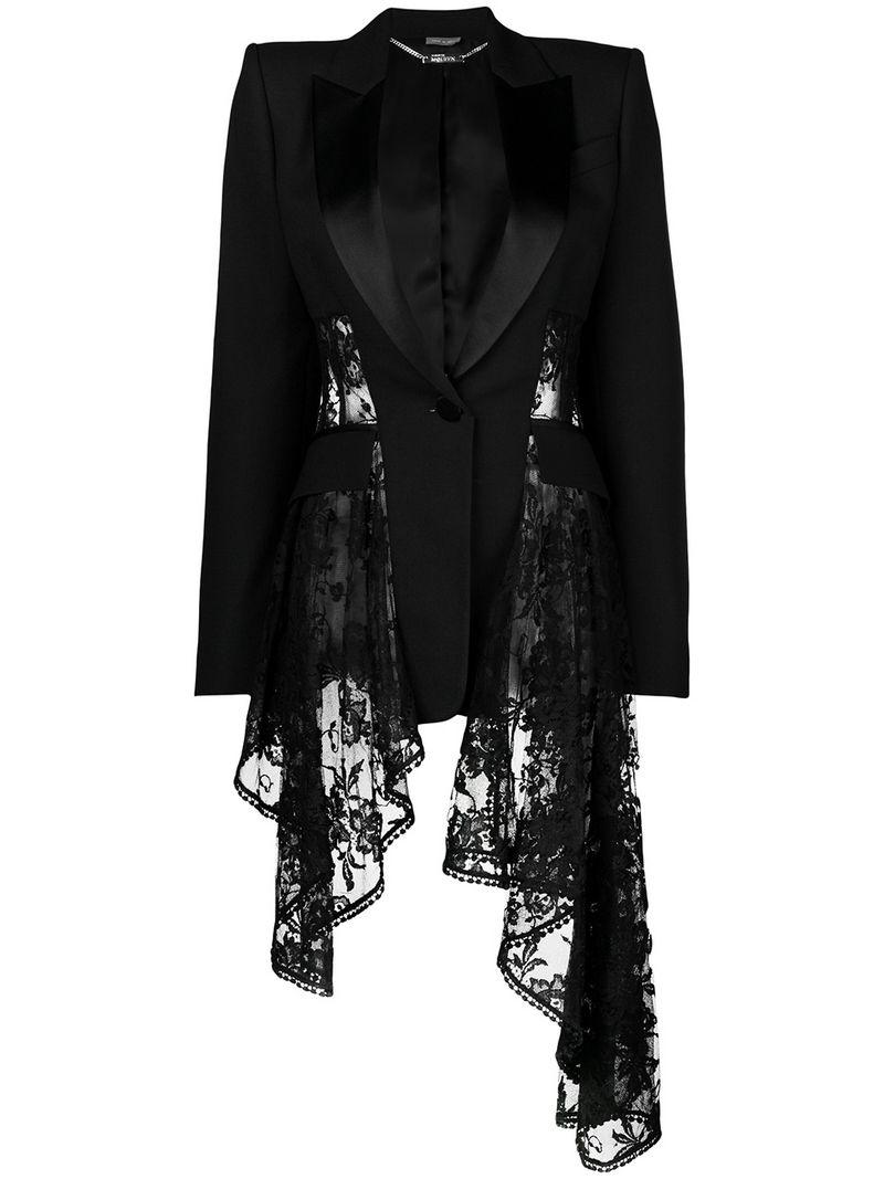 Alexander McQueen Waterfall Lace Blazer in Black Lyst