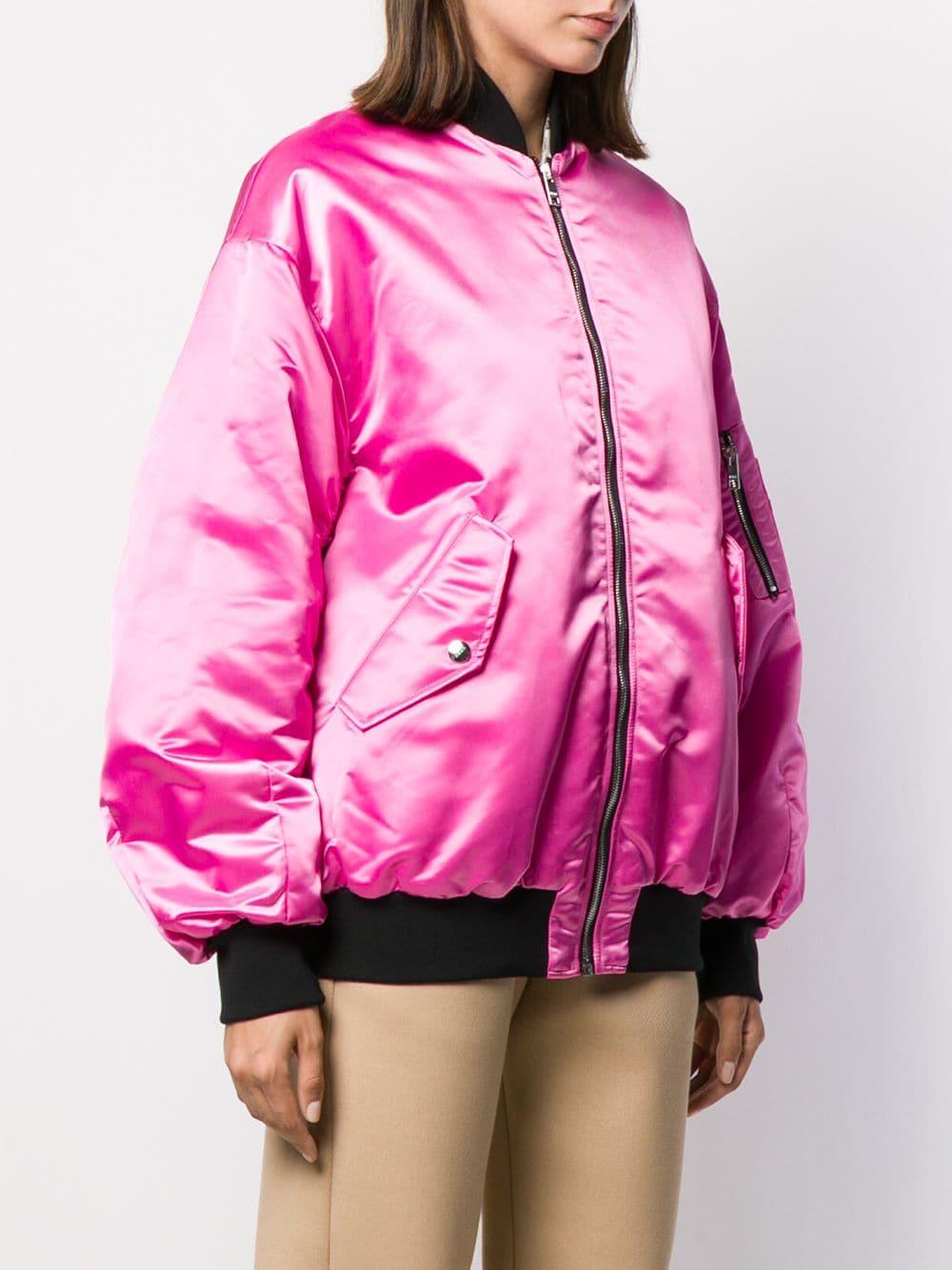 MSGM Synthetic Embroidered Bomber Jacket in Pink | Lyst