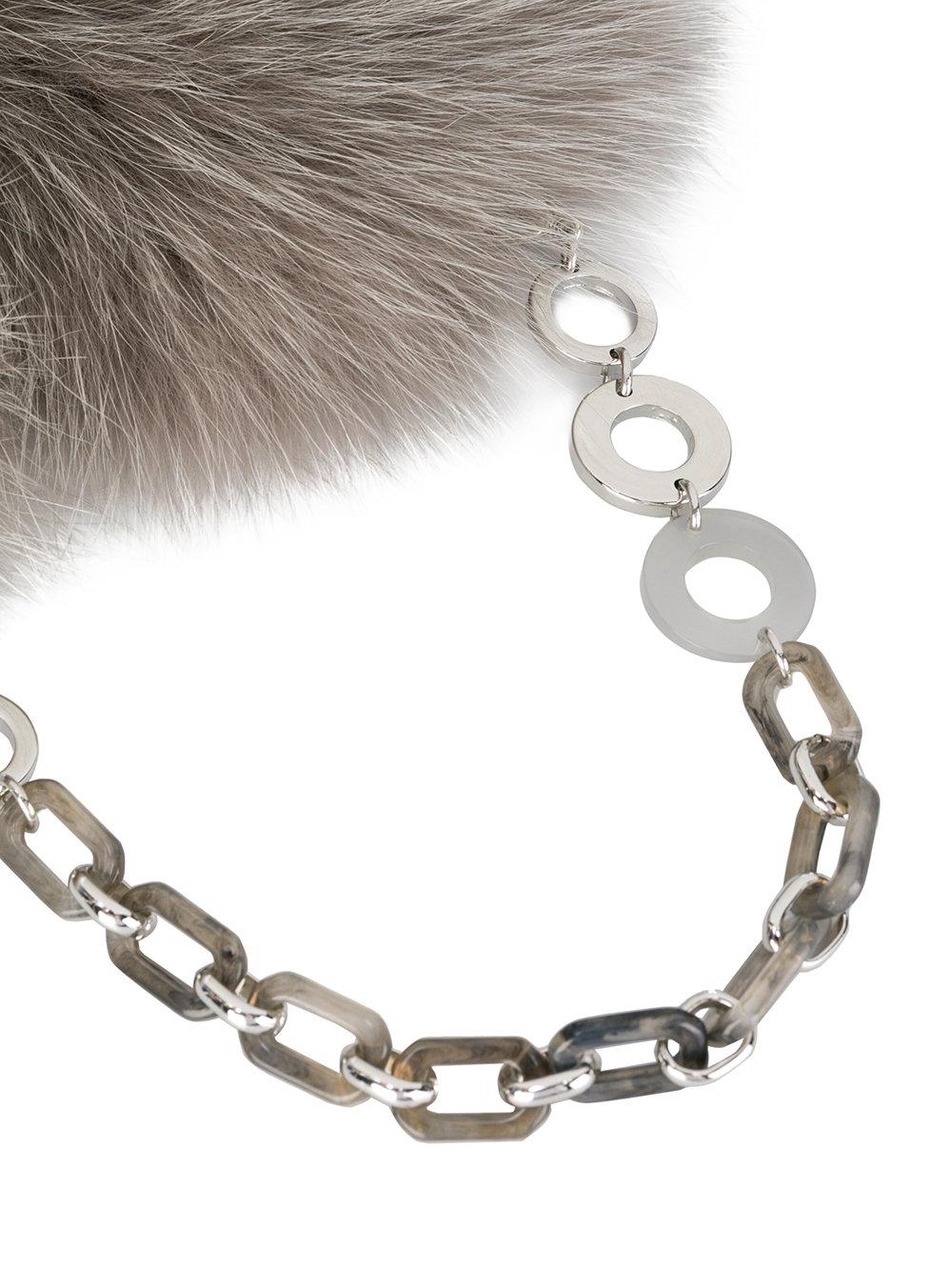 Max Mara Fox Fur Collar in Grey (Gray) | Lyst