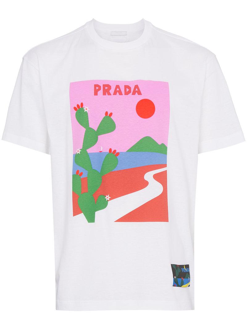 Lyst - Prada Cactus Print T-shirt in White for Men