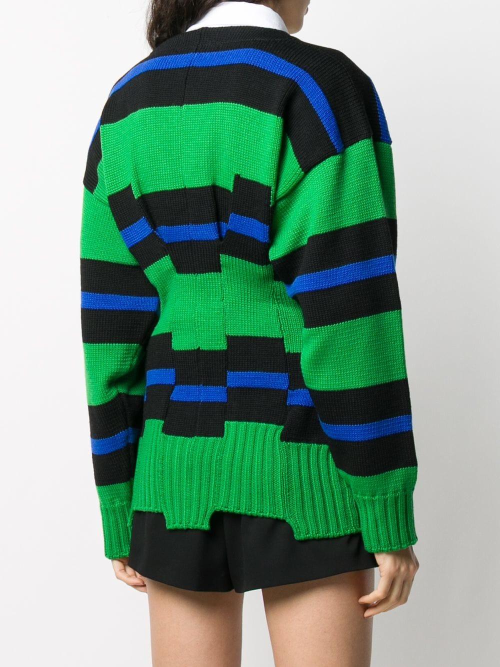 VERSACE カーディガン Versace Striped Intarsia-knit Cardigan in Green | Lyst