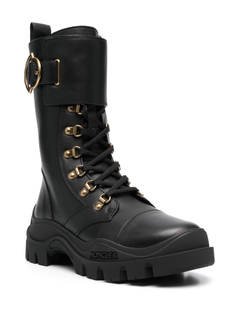Moncler Larue Lace Up Leather Boots in Black Lyst