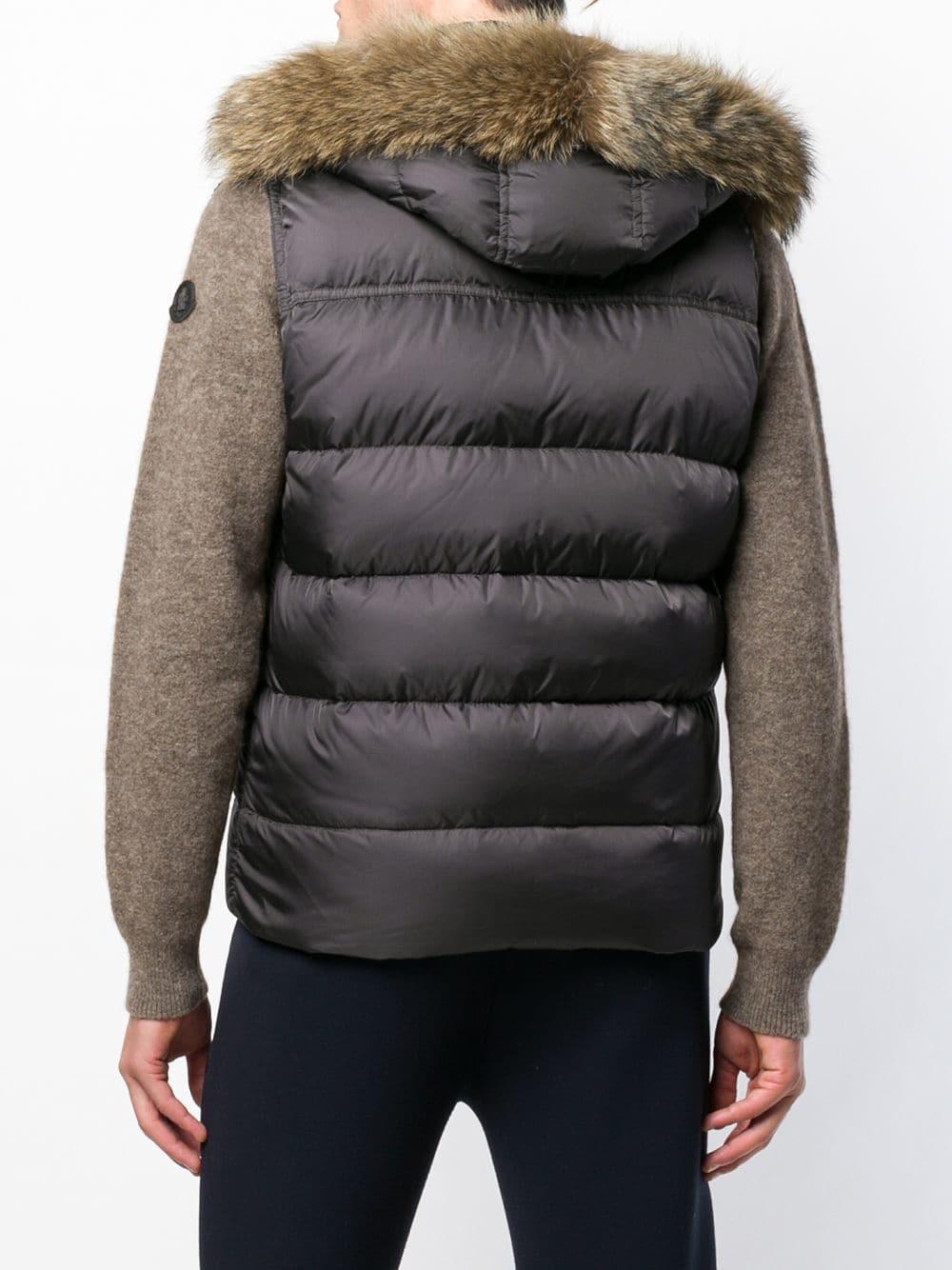 Moncler Fur Youri Padded Vest in Grey 