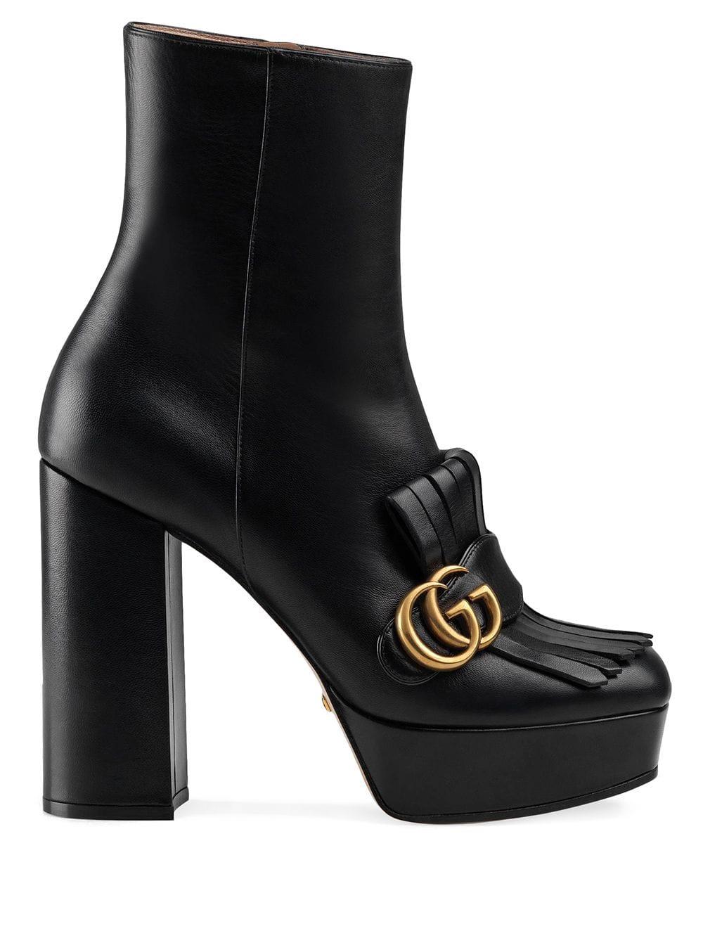 Gucci Fringe Leather Platform Boot in Black Lyst
