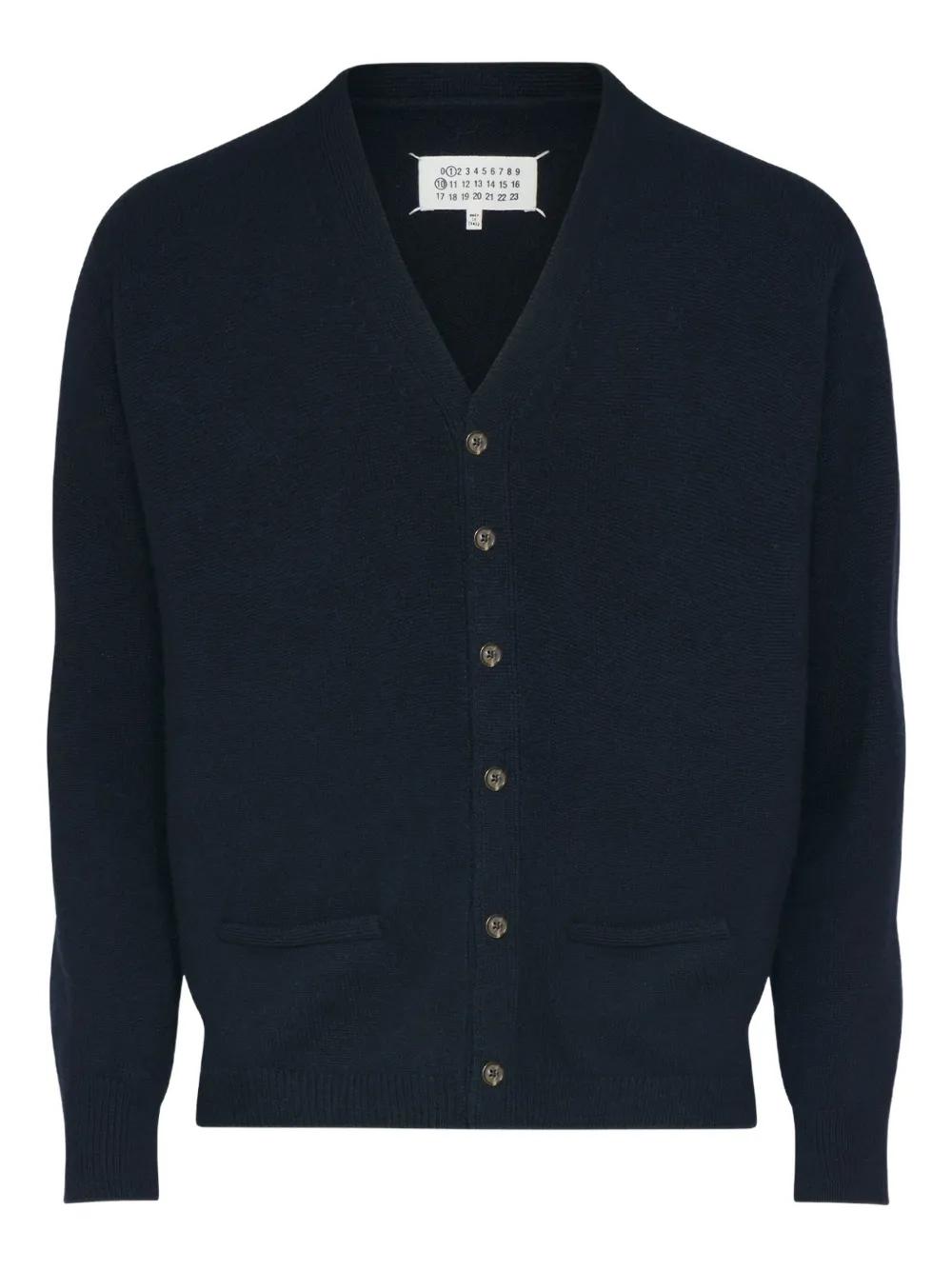 Maison Martin Margiela - Cardigan ⑭ Navy Maison Martin Margiela 14 Switching Wool Cotton Knit