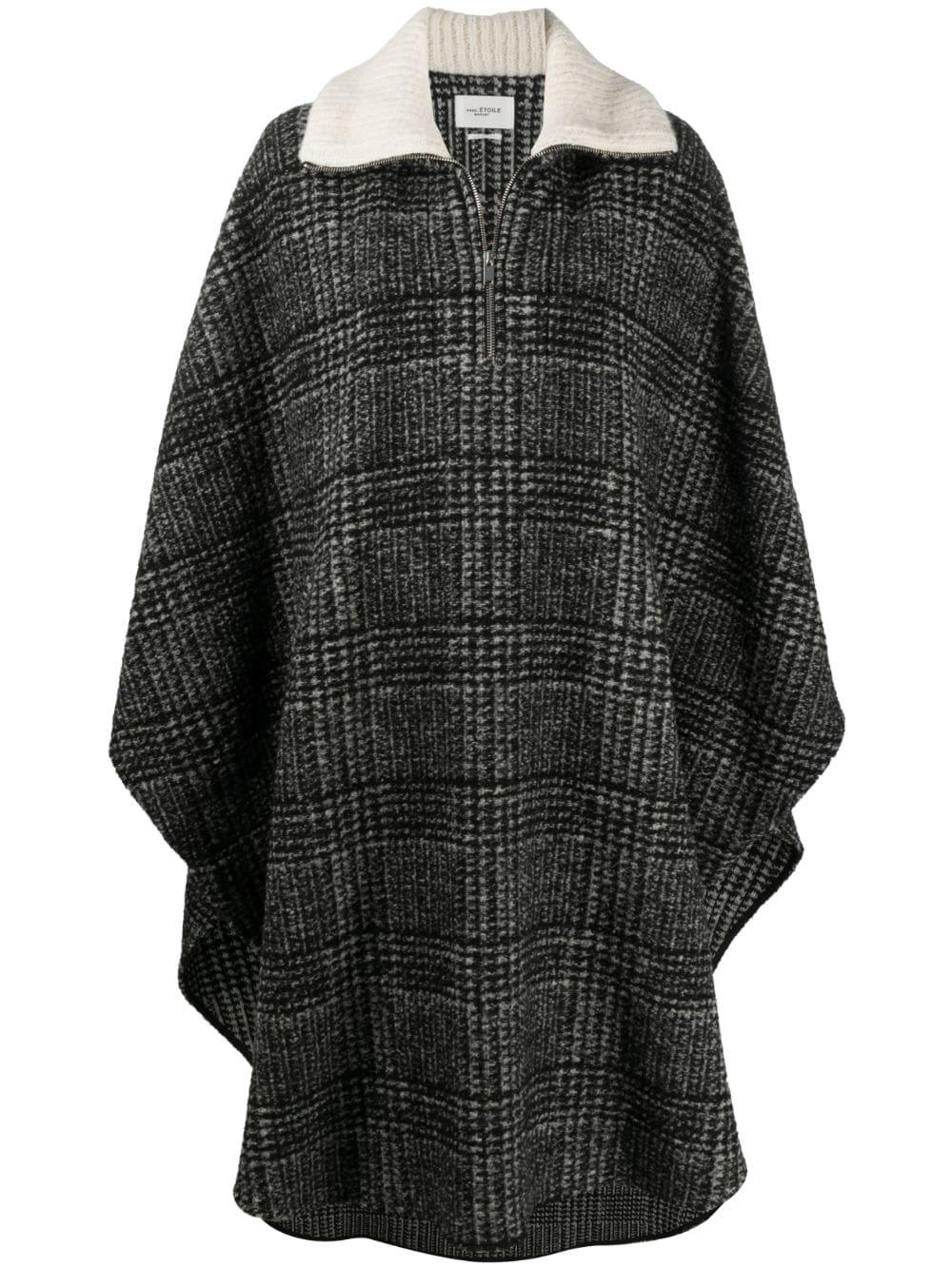 Étoile Isabel Marant Wool Gabin Oversized Checked Cape in Black - Lyst