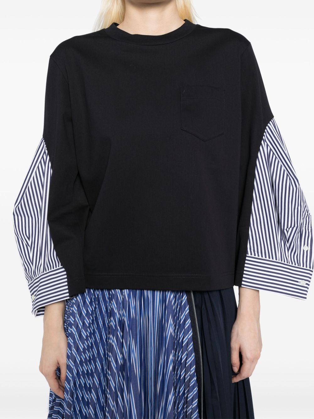 Sacai レディース ブラック ストライプ ロングtシャツ トップス