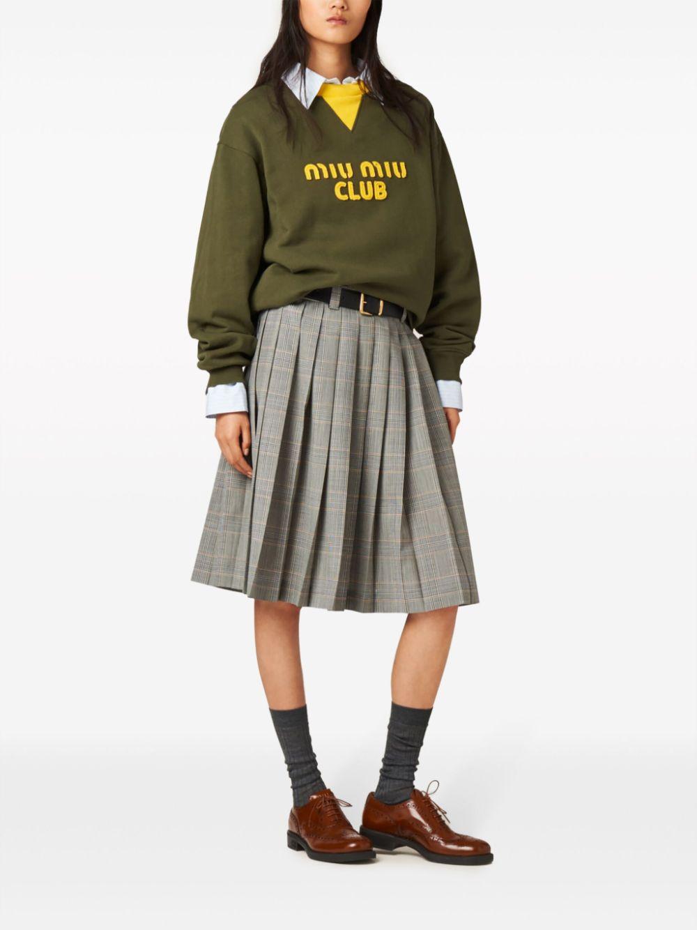 Miu Miu Logo Embroidered Sweatshirt in Green | Lyst
