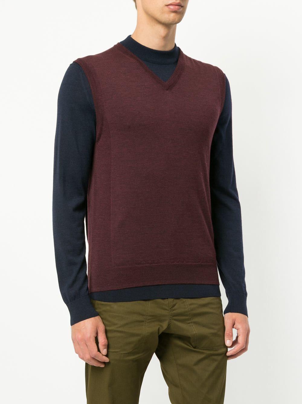 Cerruti 1881 Wool Sleeveless Fitted Sweater in Red for Men - Lyst