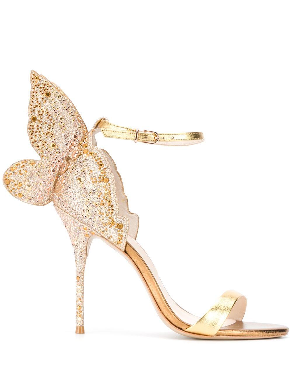 Sophia Webster Leather Embellished Butterfly Sandals in Gold (Metallic ...