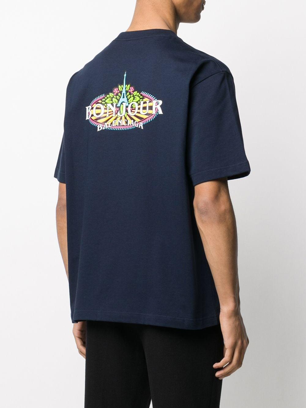 Balenciaga Logo Print T-shirt in Blue for Men - Lyst